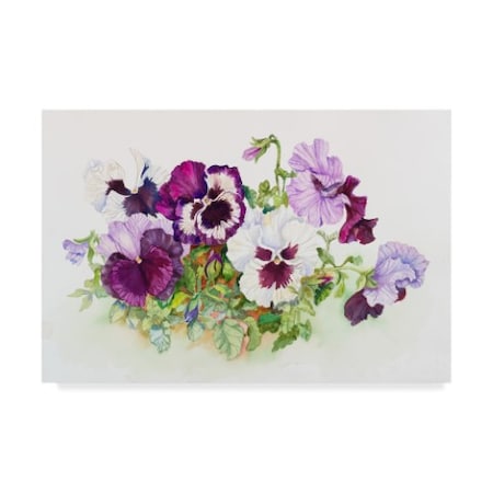 Joanne Porter 'White And Purple Pansies' Canvas Art,22x32